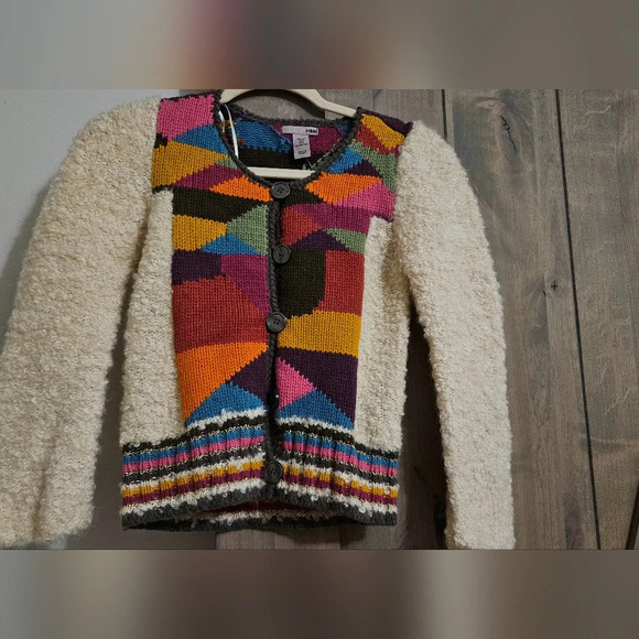 H&M Wool/mohair cardigan sweater with colorful patchwork.Circa 2009. Size 2 NWT - Picture 5 of 11